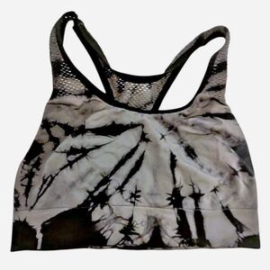 Victoria's Secret PINK Athletic Sports Bra Gray and Black Tie Dye Racer Back L